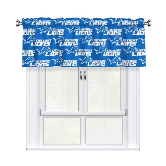 Detroit Custom Valance Blackout Curtains 54x18 Inches, Easy To Install, Rod Design Suitable For Decorative Curtains In Kitchen, Bedroom, Living Room, Home Decor Gift For Football Fans