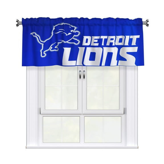 Detroit Custom Valance Blackout Curtains 54x18 Inches, Easy To Install, Rod Design Suitable For Decorative Curtains In Kitchen, Bedroom, Living Room, Home Decor Gift For Football Fans