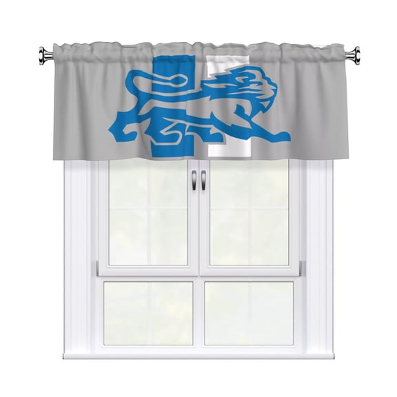 Detroit Custom Valance Blackout Curtains 54x18 Inches, Easy To Install, Rod Design Suitable For Decorative Curtains In Kitchen, Bedroom, Living Room, Home Decor Gift For Football Fans