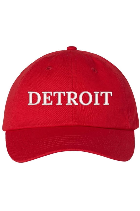 Detroit Dad Hat Classic Embroidered Proud Detroit Michigan 100% Cotton Adjustable Baseball Cap (Red)