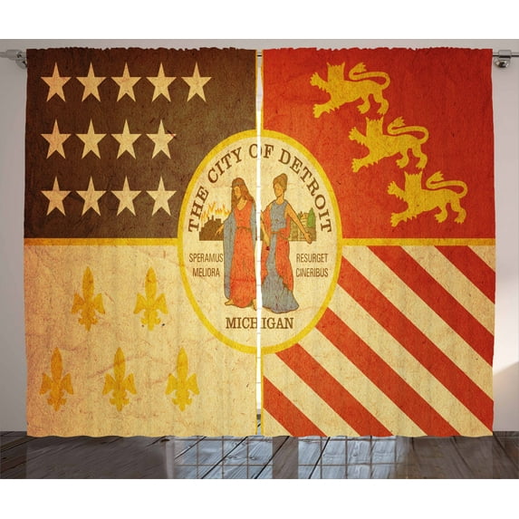 Ambesonne Detroit Curtains 2 Panel Set, Old Rusty Look, 108" x 90", Multicolor