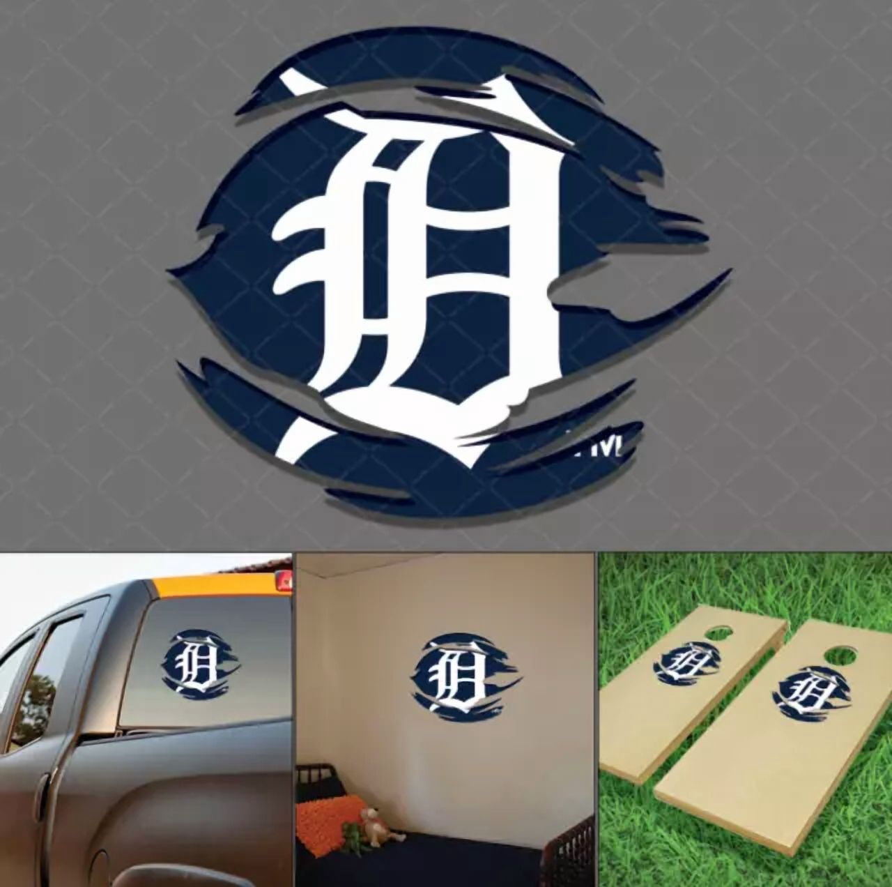 Detroit Detroit Baseball Team Distressed Scratched Decal, Torn Ripped ...