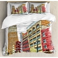 thumbnail image 1 of Detroit Duvet Cover Set Queen Size, Buildings on Woodward Avenue in the Downtown Detroit Artistic Sketchy Urban Scene, Decorative 3 Piece Bedding Set with 2 Pillow Shams, Multicolor, by Ambesonne, 1 of 3