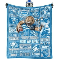 Detroit Football Blanket, Fan Gifts for Men Women, Sports Blue and Silver Team Color Style Throw Blanket Football Merch Gear 50"x60".