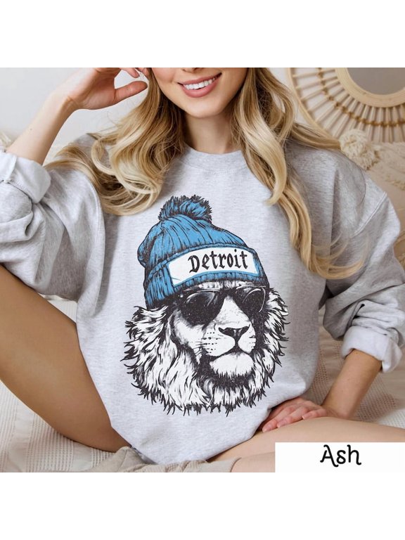 Detroit Football Crewneck Sweatshirt, Vintage Sports Fan Apparel, Trendy Game Day Gift