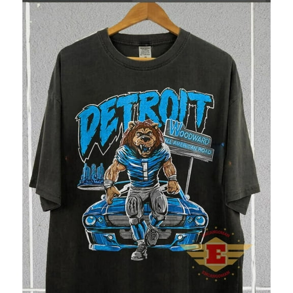 Detroit Football Shirt, Lion T-shirt,Sport Grey color,size 3XL