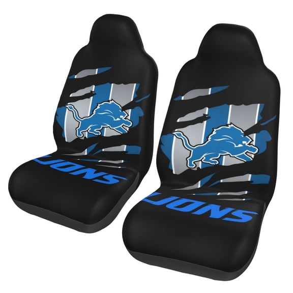 Detroit Football Team Print Car Seat Covers Set of 2 , Universal Auto Front Seats Protector Fan Gift, Suitable for Car,automobiles, SUV, Trucks, vans, etc.