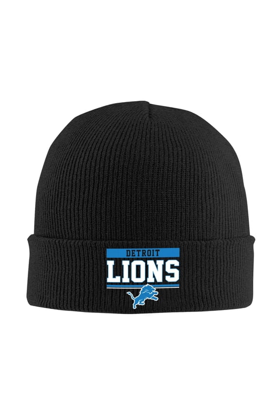 Detroit Football Team Print Knitted Hat Soft Stretch Winter Cuff Beanie City Classic Hat for Men Women Game Fans Gifts