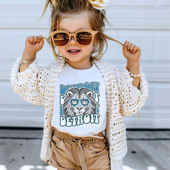 Detroit Football Youth Toddler Kids T-Shirt, Lions Kids Game Day Shirt,Light Blue Color,Size 5XL