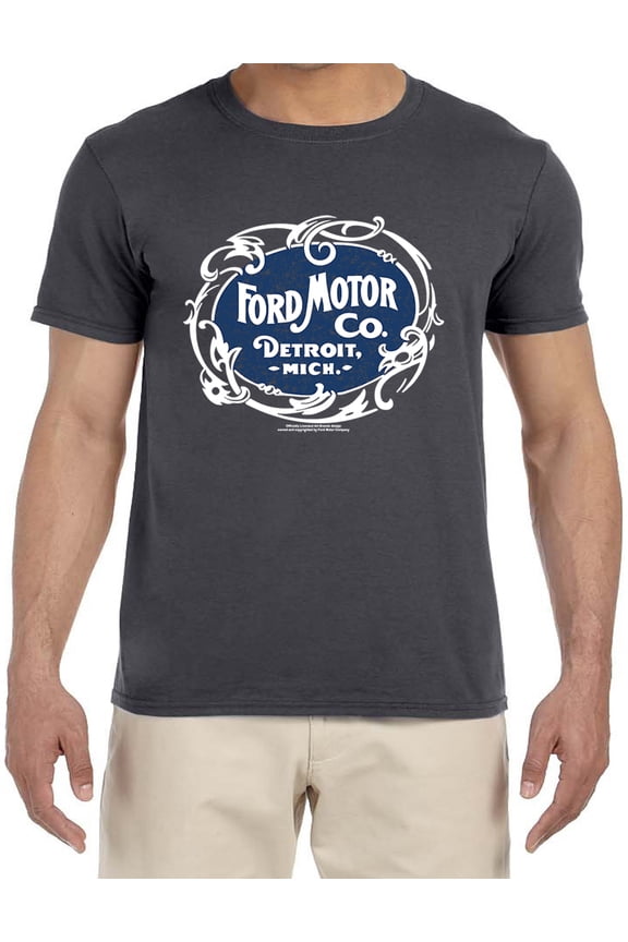 Detroit Ford Motors Sign T-shirt Mens Graphic Tees Short Sleeve Gray