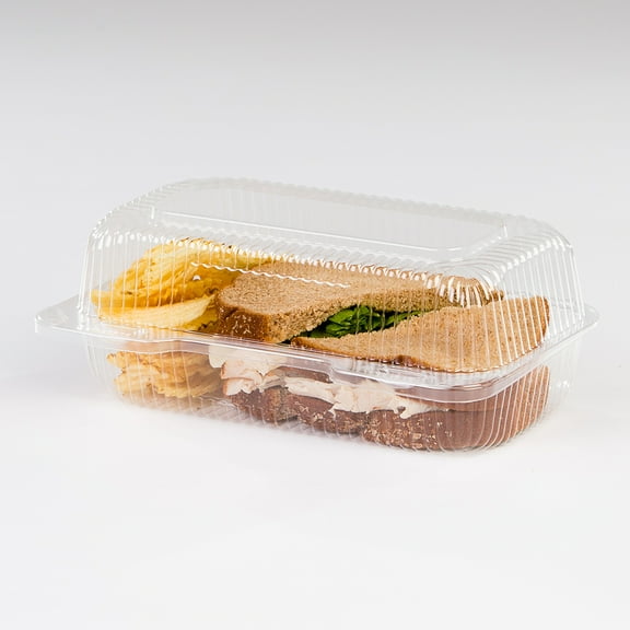 Detroit Forming LBH-523 Clear OPS Plastic Hinged Locking Lid Food Container 7.75 x 3.75 x 3.5 Inch | 500/Case