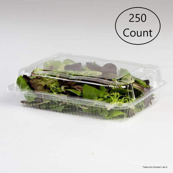 Detroit Forming LBH-811 Clear OPS Plastic Square Hinged Locking Lid Food Container, 10.5 x 8.5 x 3 Inches | 250 Per Case