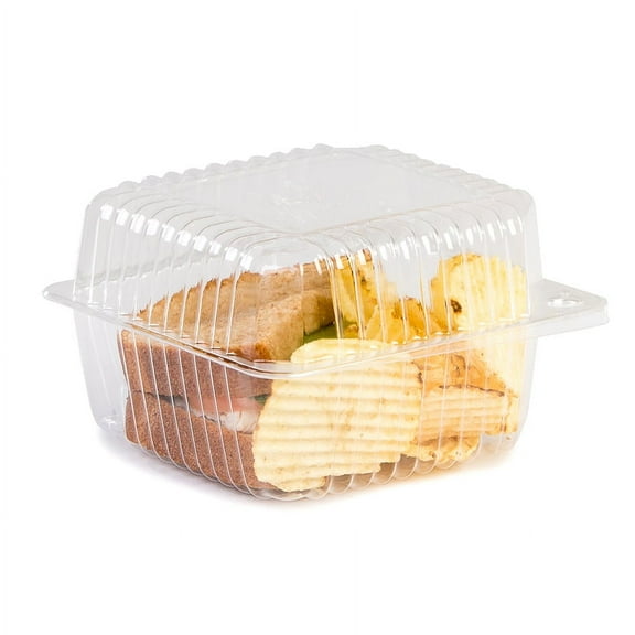 Detroit Forming OPS Plastic Square Food Container Clear, 5.125" Length x 5.125" Width x 3.25" Depth | 500/Case