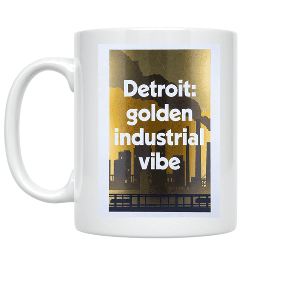 Detroit Industrial Skyline Design - Detroit Enthusiast - 11 oz Ceramic Coffee Mug