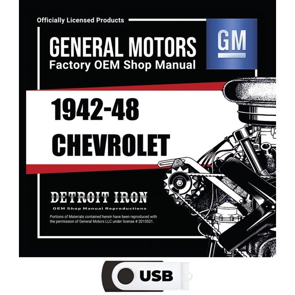 Detroit Iron OEM 1942-1948 Chevy Car & 1942-1946 Chevy Truck Shop Manuals, Sales Data & Parts Books Kit on USB