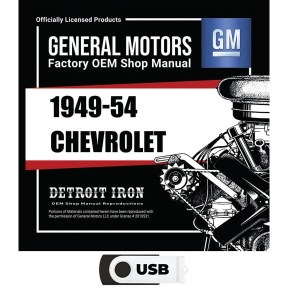 Detroit Iron OEM 1949-1954 Chevrolet 1953-1954 Corvette Shop Manuals, Sales Literature & Parts Books Kit on USB