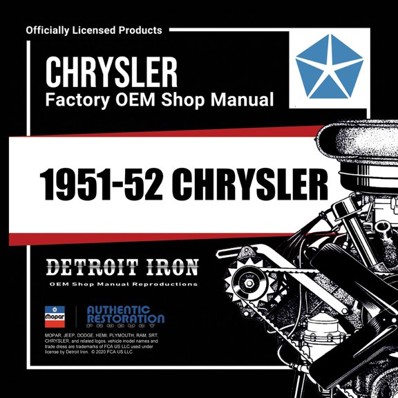 Detroit Iron OEM 1951-1952 Chrysler Shop Manual, Parts Catalog & Sales Literature on CD