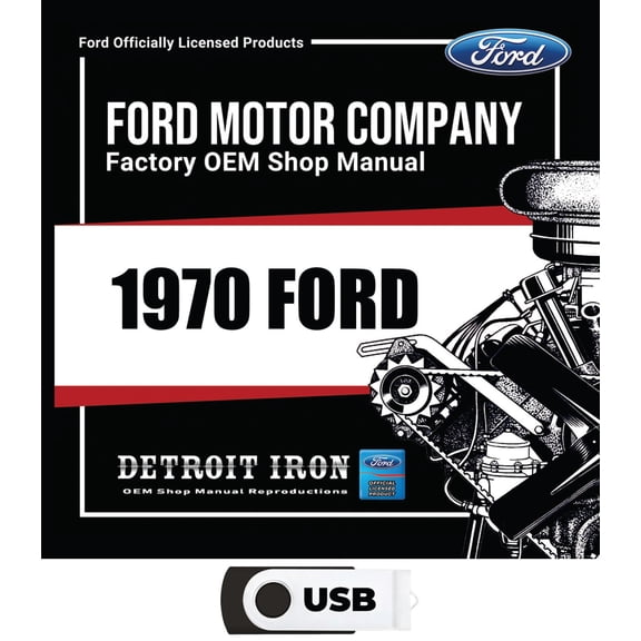 Detroit Iron OEM 1970 Ford Shop Manuals, Wiring Diagrams, Sales Literature & Parts Books Kit on USB