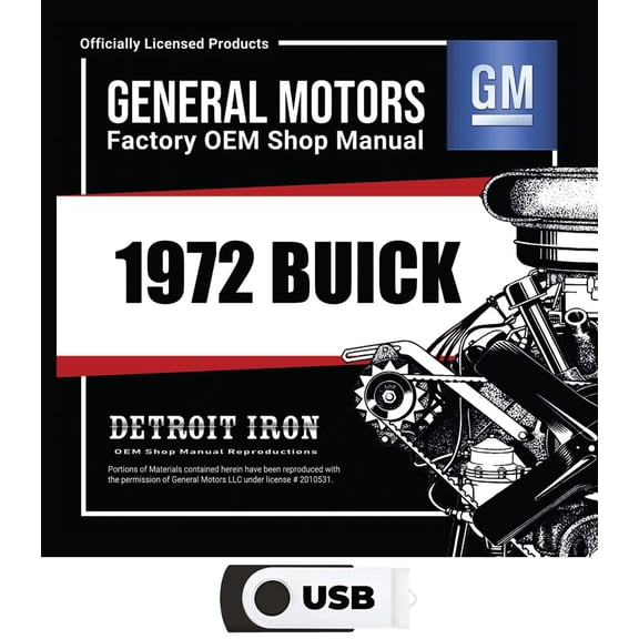 Detroit Iron OEM 1972 Buick Shop Manuals, Sales Literature & Parts Books Kit on USB