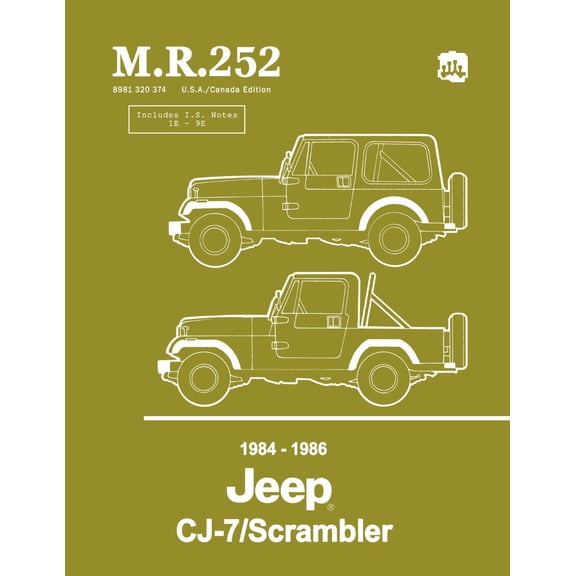 Detroit Iron OEM 1984 - 1986 Jeep CJ-7 / Scrambler Shop Manual - M.R. 252