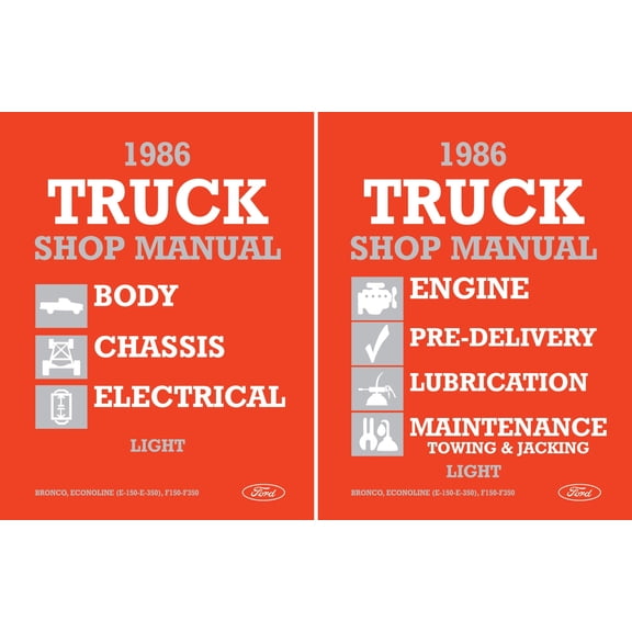 Detroit Iron OEM 1986 Ford Truck F-150-350, E-150-350 Vans & Bronco Shop Manual Set - Volumes A, B & C