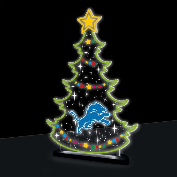 Detroit Lions 10" LED Tabletop Christmas Tree Desklite Sign