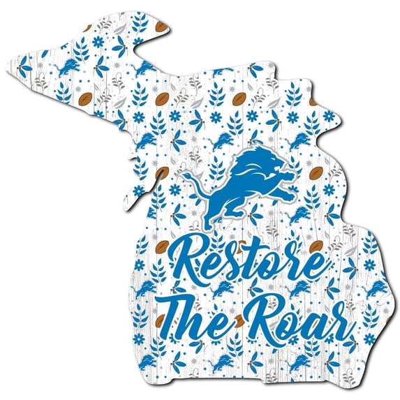 Detroit Lions 12'' Floral State Sign