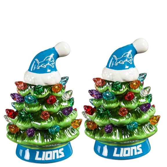 Detroit Lions 2-Pack 4" Ceramic LED Christmas Tree Set