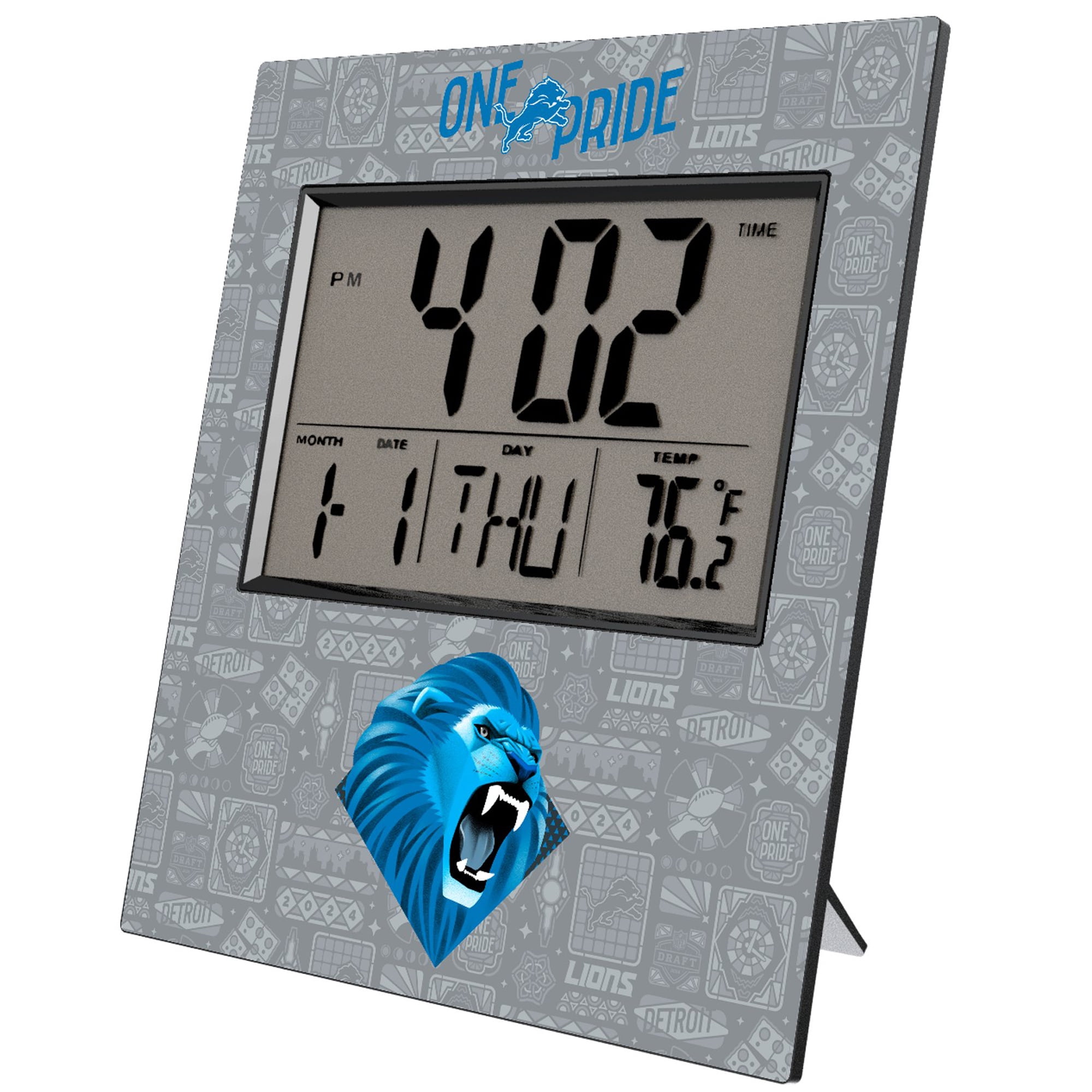 Detroit Clock Detroit Lions 2024 Illustrated Limited Edition Digital Desk/Wall Clock ...