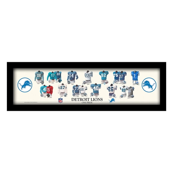Detroit Lions 8" x 26" Framed Art Uniform Heritage Print