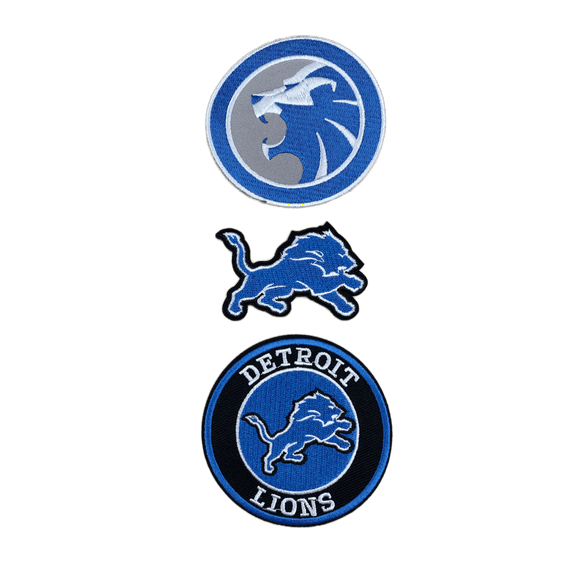 Detroit Lions Embroidered Iron-on Patch Set of 3