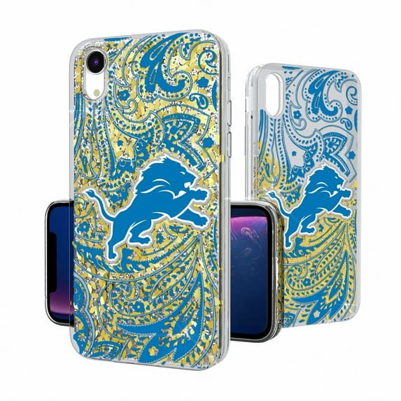Detroit Lions iPhone Paisley Design Glitter Case
