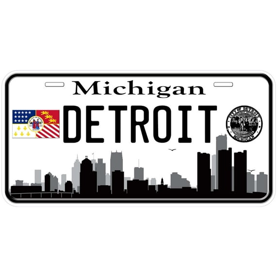 Detroit MI Skyline Novelty Car Auto License Plate
