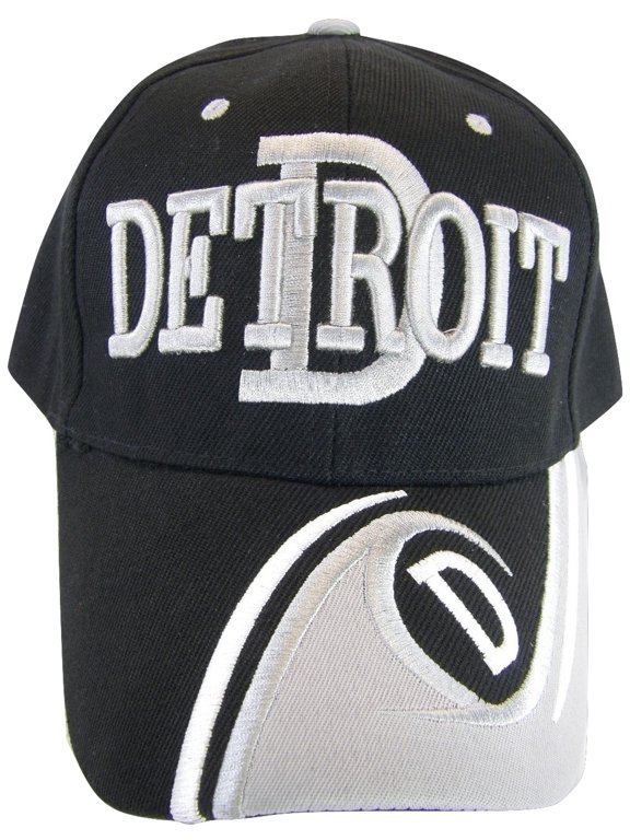 Detroit Men's D Wave Pattern Adjustable Baseball Cap (Black/Gray)