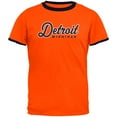 thumbnail image 1 of Detroit Michigan Baseball Script Mens Ringer T Shirt Orange-Navy X-LG, 1 of 1