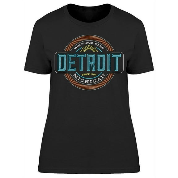 Detroit Michigan Linear  T-Shirt Women -Image by Shutterstock, Female Small