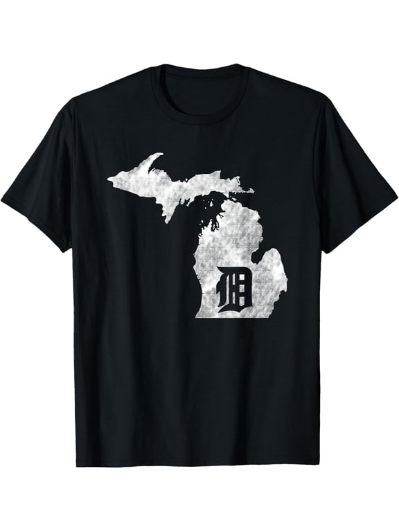 Detroit Michigan - Motor City, Midwest “D” Mitten T-ShirtMen's and women's gift, black and white T-shirt, size: Extra large S-4XL