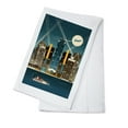 thumbnail image 1 of Detroit, Michigan, Retro Skyline (no text) (100% Cotton Tea Towel, Decorative Hand Towel, Kitchen and Home), 1 of 3