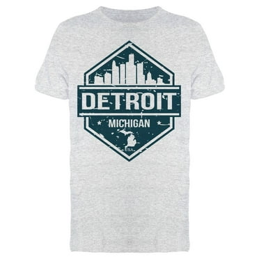 Detroit Michigan Travel Skyline T-Shirt Men -Image by Shutterstock, Male x-Large