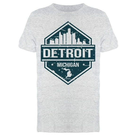Detroit Michigan Travel Skyline T-Shirt Men -Image by Shutterstock, Male x-Large