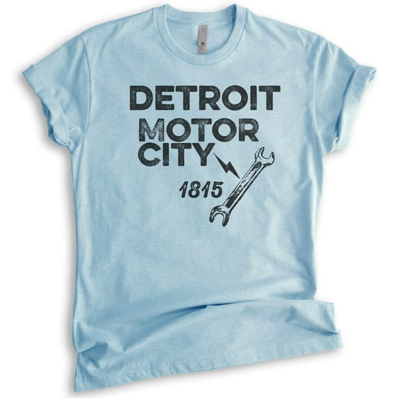 Detroit Motor City T-shirt, Unisex Women's Men's Shirt, Detroit Shirt, Michigan Shirt, Heather Light Blue, XX-Large