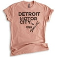 thumbnail image 1 of Detroit Motor City T-shirt, Unisex Women's Men's Shirt, Detroit Shirt, Michigan Shirt, Heather Sunset, XX-Large, 1 of 6