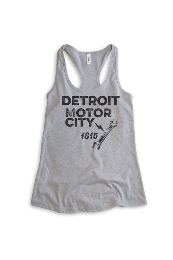 Detroit Motor City Tank Top, Ladies Racerback Tank Top, Detroit Tank, Michigan Tank, Heather Gray, X-Large