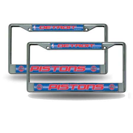 Detroit Basketball Piston's Chrome Metal (2) Sparkly Sparkly Glitter Bling Look Look License Plate Frame Set