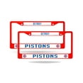 thumbnail image 1 of Detroit Basketball Piston's Red Painted Chrome Metal (2) License Plate Frame Set, 1 of 6