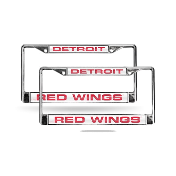 Detroit Hockey Red-Wing's Chrome Metal - Set of 2 - Laser Cut License Plate Frames
