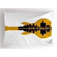 thumbnail image 1 of Detroit Pillow Sham High Rise Buildings Silhouette Reflection Electric Guitar Instrument Music Theme, Decorative Standard King Size Printed Pillowcase, 36 X 20 Inches, Yellow Black, by Ambesonne, 1 of 2