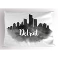 thumbnail image 1 of Detroit Pillow Sham Smoky City Skyline with Brushstrokes Hand Written Style Letters Buildings, Decorative Standard Queen Size Printed Pillowcase, 30 X 20 Inches, Black Silver White, by Ambesonne, 1 of 2