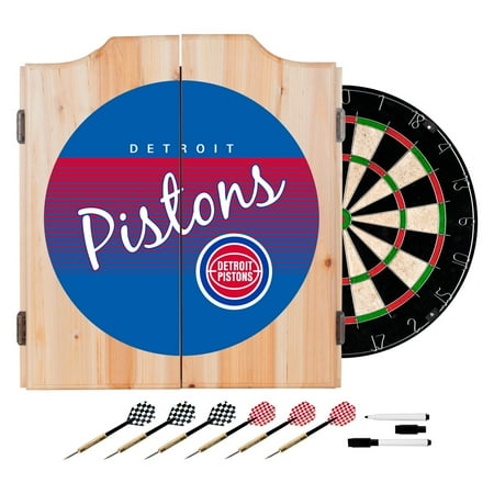 Detroit Pistons NBA Hardwood Classics Dart Cabinet Set with Darts and Board - Blue, Red, White