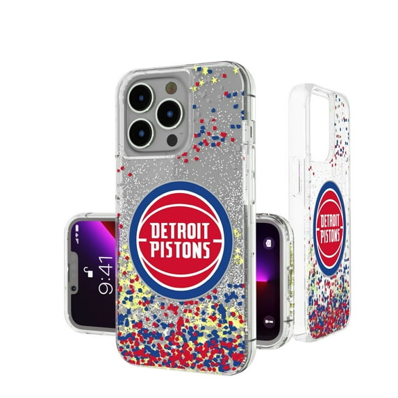 Detroit Pistons iPhone Glitter Case with Confetti Design